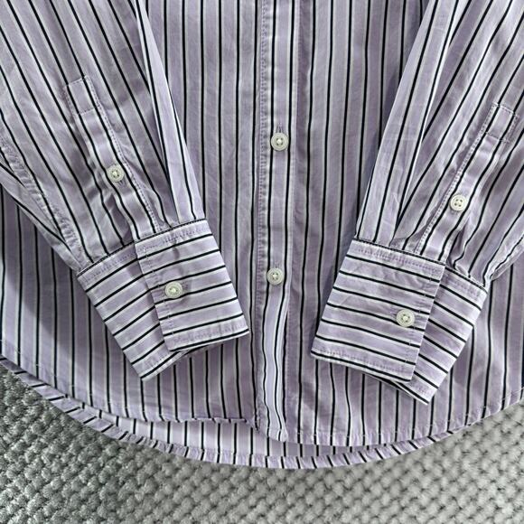 J Crew Top Women 2 Lavender Striped Cotton Garcon Classic Fit Button Front Shirt - Picture 5 of 12